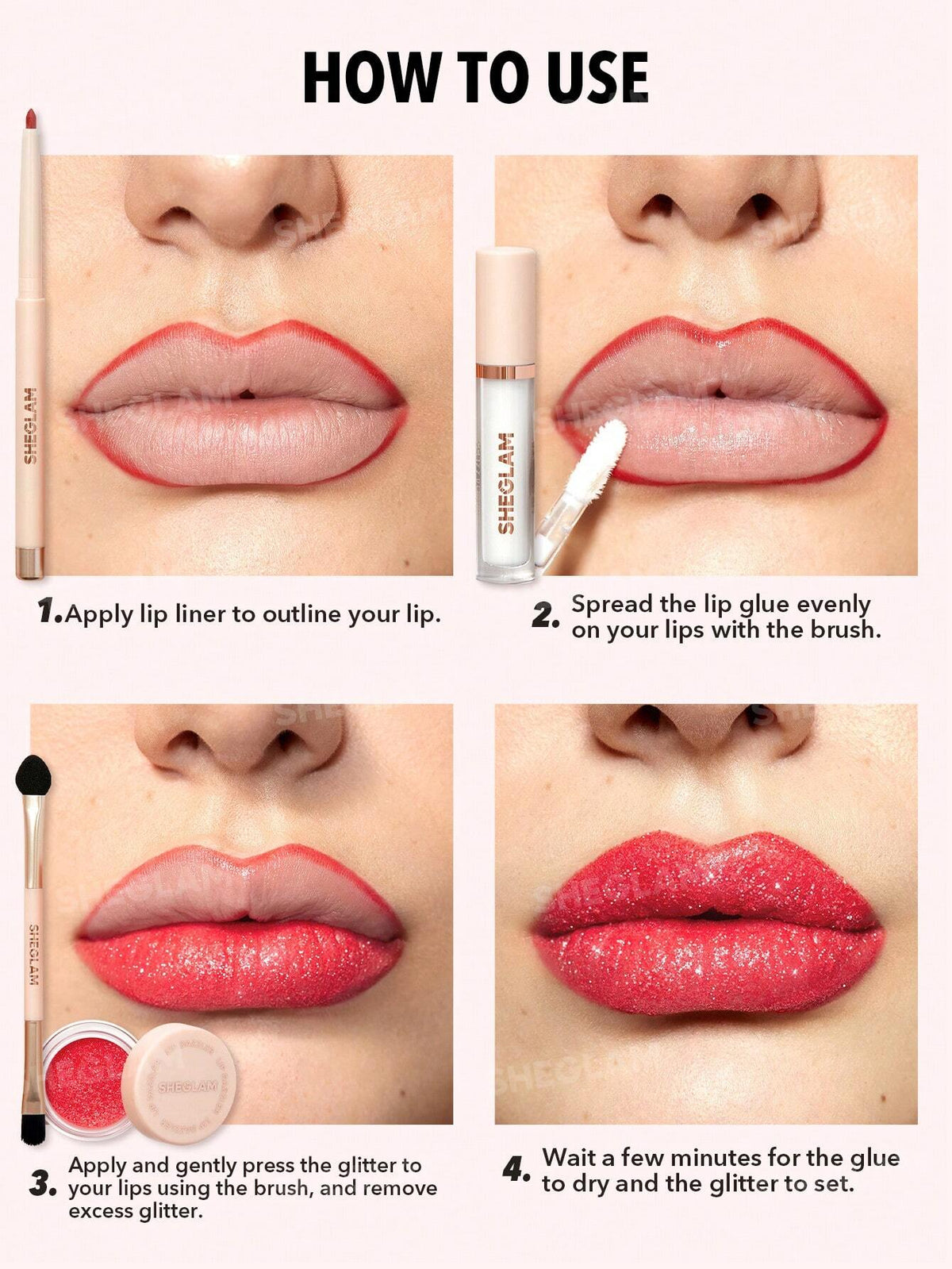 Sheglam Lip Dazzler Glitter Kit Rose Cosmetics