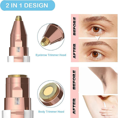 2 in 1 Eyebrow Trimmer & Facial Hair Remover Rose Cosmetics